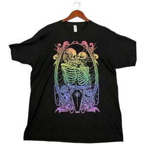VampireFreaks Rainbow Skeleton T Shirt Mens XL Black Gothic Pride Graphic Tee